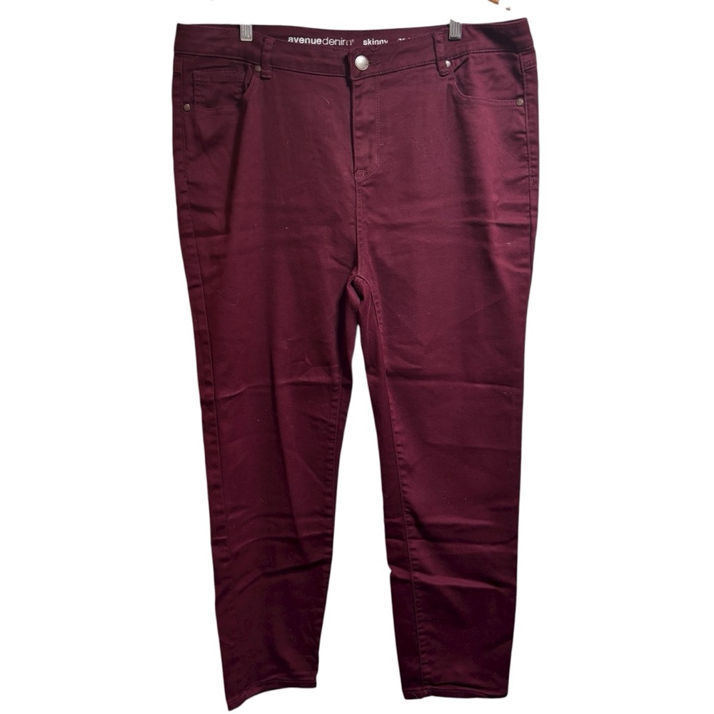 Avenue Denim Skinny Jeans Burgundy Wine‎ Plus Size 20 Average Stretch Pants #788